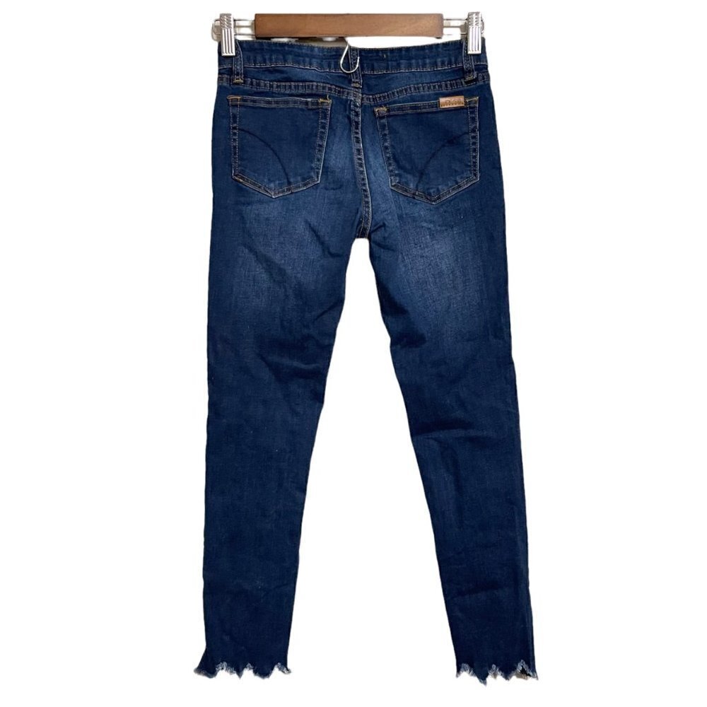 Joes Jeans Kids Girls Dark Wash Distressed Raw Hem Stretch Slim Jeans Size 12 - Picture 11 of 11